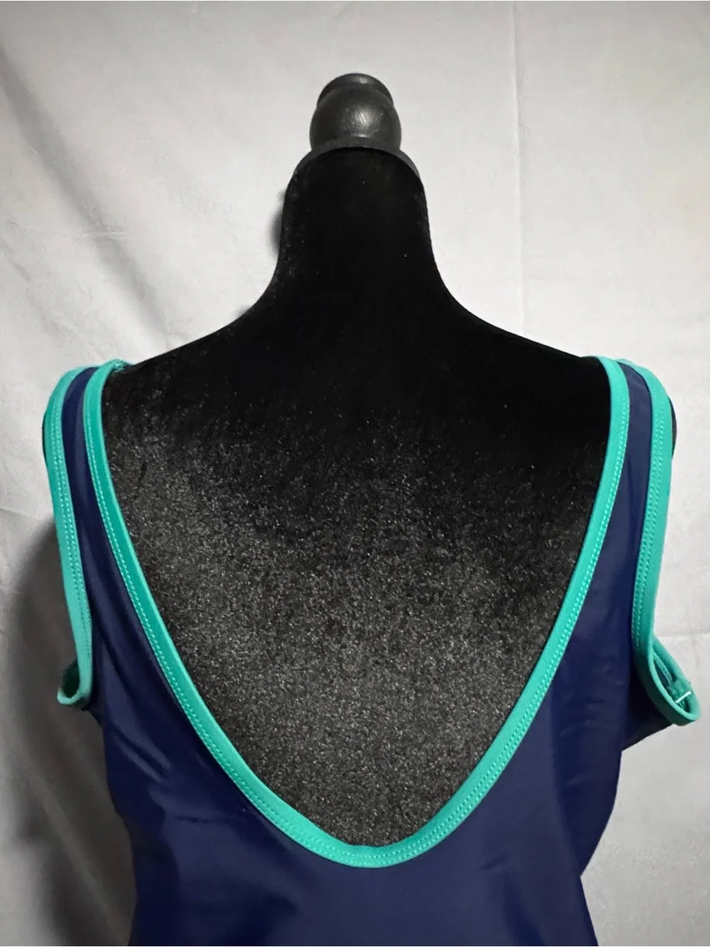 Lands' End Navy and Teal Scoop One-Piece Swimsuit